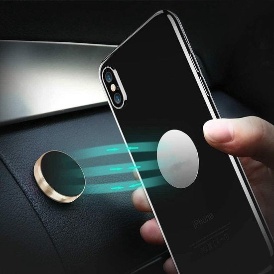 Magneetstrip set – Zelfklevende magneetjes + 2 metalen plaatjes – Voor smartphone/tablet/auto – 2 stuks – Zwart-Ilumina Benelux