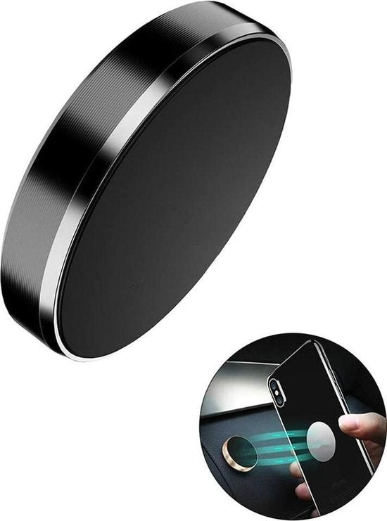 Magneetstrip set – Zelfklevende magneetjes + 2 metalen plaatjes – Voor smartphone/tablet/auto – 2 stuks – Zwart