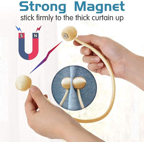Magnetische gordijnbinders – 2 stuks embrasse – Sterke neodymium magneet – 45 cm – Zilver-Ilumina Benelux