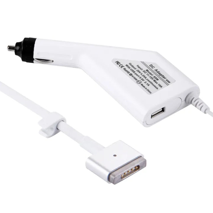 85W MagSafe 2 Autolader 20V 4.25A voor Apple MacBook met USB Poort Wit-Ilumina Benelux