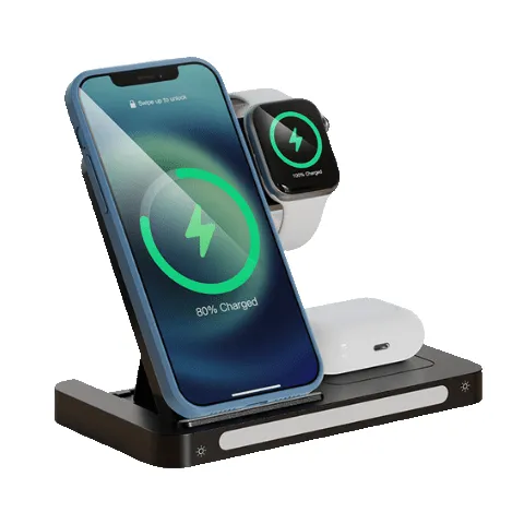 3-in-1 Draadloze Oplader met LED Verlichting – 15W – Wireless Charger – Zwart-Ilumina Benelux