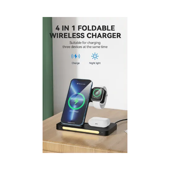 3-in-1 Draadloze Oplader met LED Verlichting – 15W – Wireless Charger – Zwart-Ilumina Benelux