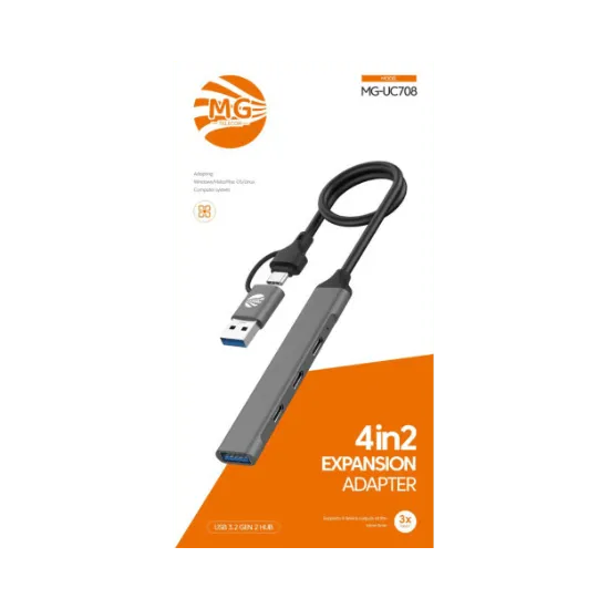 4-in-1 USB Hub – 3x USB-C + 1x USB-A – USB 3.0 Multiport Adapter-Ilumina Benelux