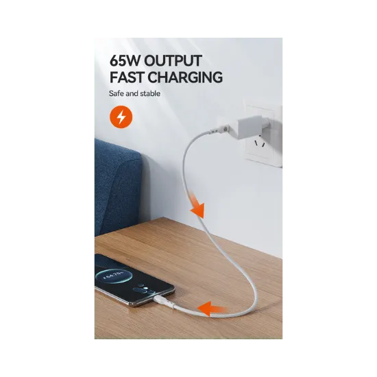 USB-C naar USB-C Kabel – 65W Snelladen – 1 Meter – Fast Data Cable – Wit-Ilumina Benelux