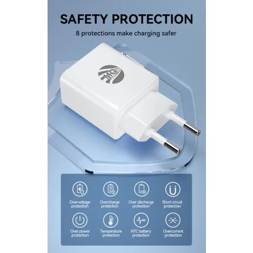 Snellader met Kabel – 20W Power Delivery – USB-C + USB-A – USB-C naar Lightning Kabel 1 Meter – Wit-Ilumina Benelux