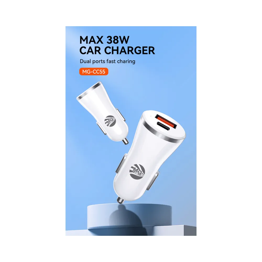 Autolader – 38W – USB-C + USB-A – Super Fast Charging – Wit-Ilumina Benelux