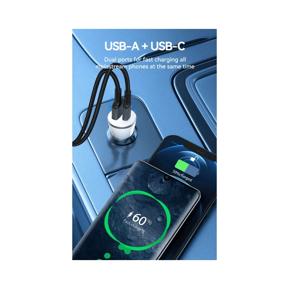 Autolader – 38W – USB-C + USB-A – Super Fast Charging – Wit-Ilumina Benelux