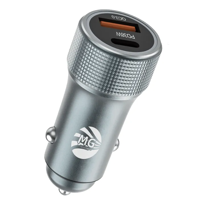 Autolader – 45W – USB-C PD + USB-A – Snellader – Sigarettenaansteker – Grijs-Ilumina Benelux