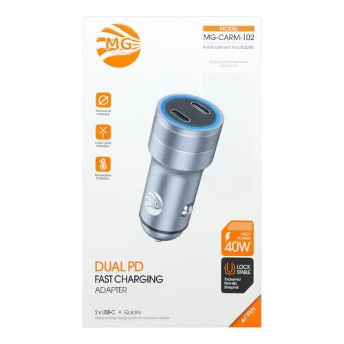 Autolader – 40W – Dual USB-C – Power Delivery – Sigarettenaansteker – Grijs-Ilumina Benelux