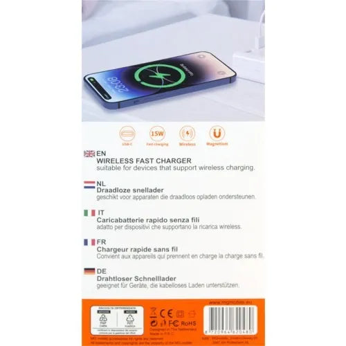 Draadloze Oplader – 15W Magneetlader – USB-C – Wit-Ilumina Benelux