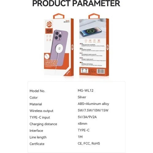 Draadloze Oplader – 15W Magneetlader – USB-C – Wit-Ilumina Benelux