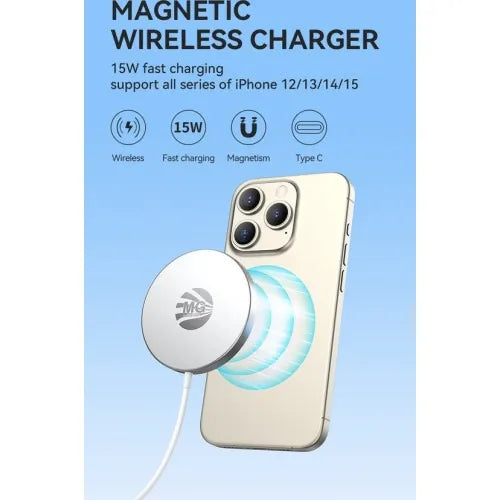 Draadloze Oplader – 15W Magneetlader – USB-C – Wit-Ilumina Benelux