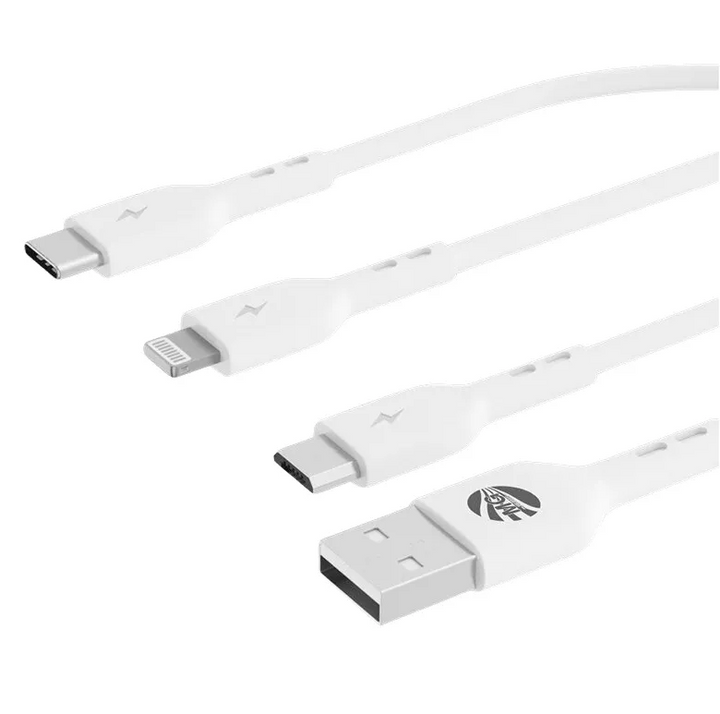 Oplaadkabel 3-in-1 – Lightning / USB-C / Micro USB – 1 Meter – Wit-Ilumina Benelux