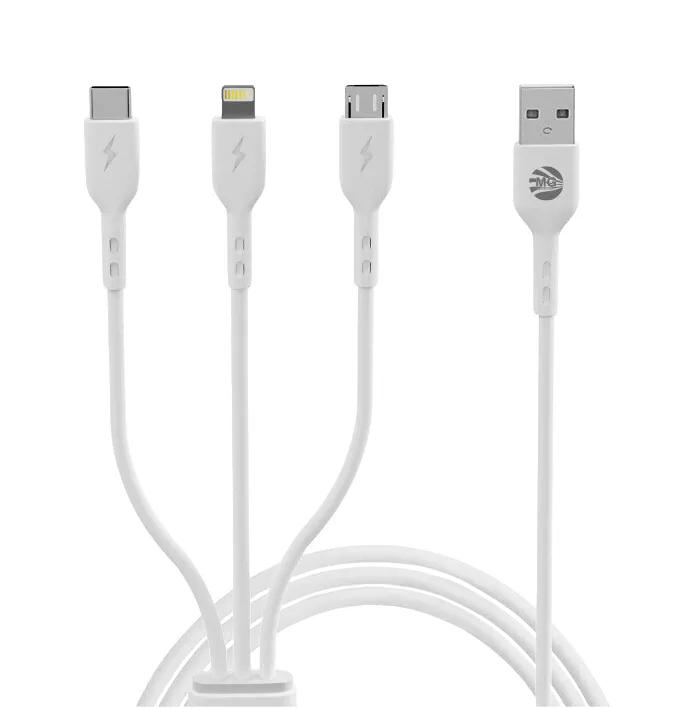 Oplaadkabel 3-in-1 – Lightning / USB-C / Micro USB – 1 Meter – Wit-Ilumina Benelux