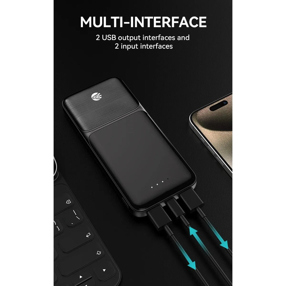 Powerbank 10000mAh – Dual USB Output – Zwart – USB-C & Micro-USB Ingang-Ilumina Benelux