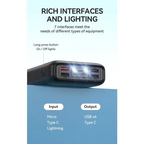 Powerbank 30000 mAh – Snellader – 4 USB Uitgangen – LED Display – Zwart-Ilumina Benelux