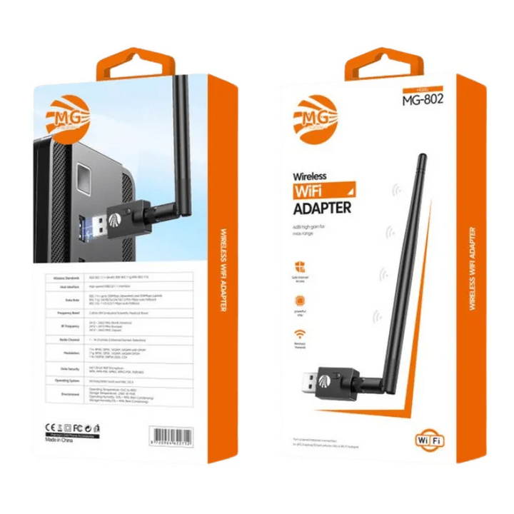 USB WiFi Adapter – 300Mbps – 2.4GHz – Met Externe Antenne – USB Dongle-Ilumina Benelux