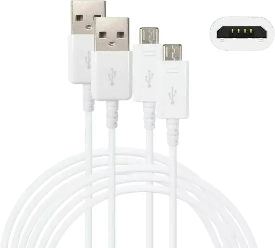 Micro USB Oplaadkabel – USB-A naar Micro USB – 2m – 2-pack – Geschikt voor Samsung Galaxy S3/S4/S5/S6/S7 – Wit-USB-Kabels-Ilumina Benelux