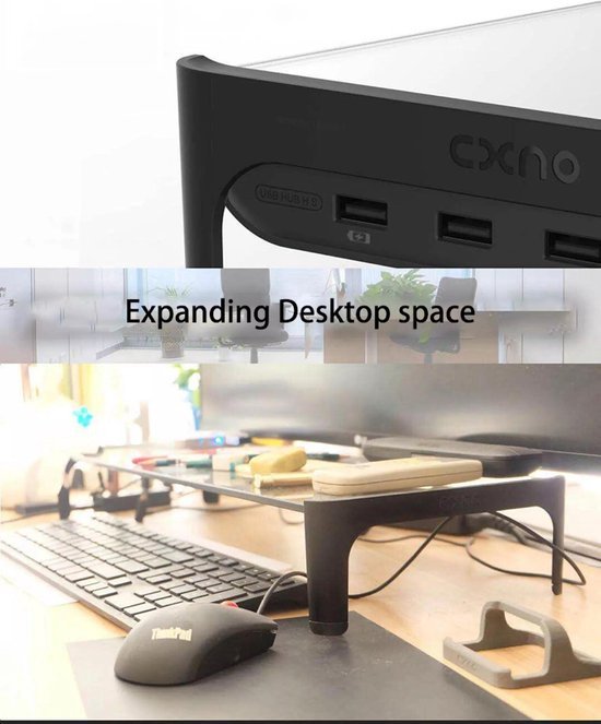 Monitorstandaard Bamboe – Monitor Verhoger & Laptopstandaard – Bureau Organizer – TV Verhoger – Zilver-Monitorstandaard-Ilumina Benelux