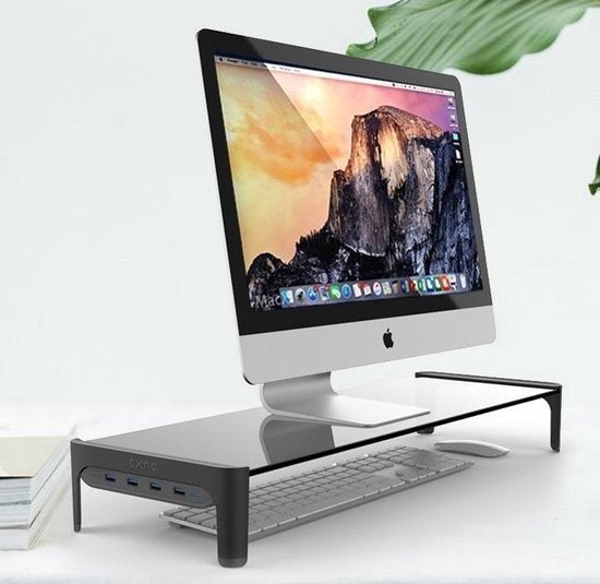 Monitorstandaard Bamboe – Monitor Verhoger & Laptopstandaard – Bureau Organizer – TV Verhoger – Zilver-Monitorstandaard-Ilumina Benelux