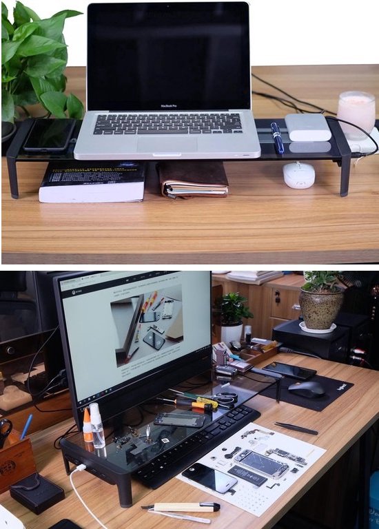 Monitorstandaard – Verhoger voor Laptop en PC – Bureau Organizer – TV Monitor Riser – Zwart-Monitorstandaard-Ilumina Benelux