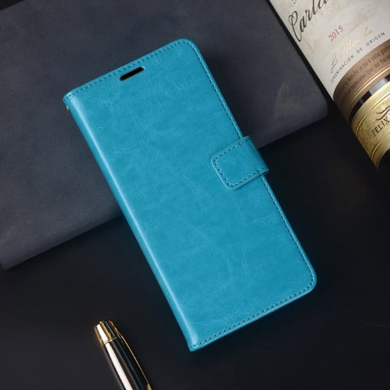 Motorola Edge+ (2020) Hoesjes – Bookcase Portemonnee Hoes – Pasjeshouder – Magneetsluiting – Turquoise-Ilumina Benelux