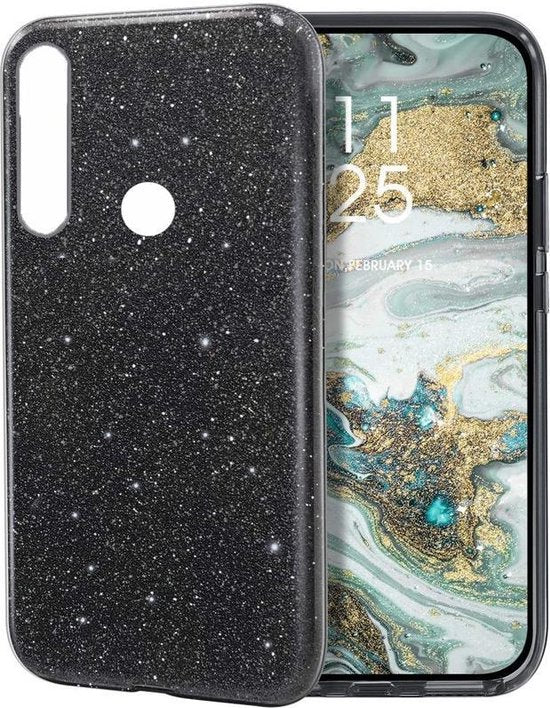 Motorola G8 Power Lite Hoesjes – Glitters TPU Siliconen Backcover – BlingBling Cover – Zwart-Ilumina Benelux