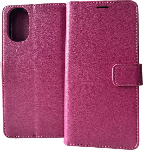 Motorola Moto E32/E32s Hoesjes – Portemonnee Bookcase – Pasjeshouder – Magneetsluiting – Roze-Ilumina Benelux
