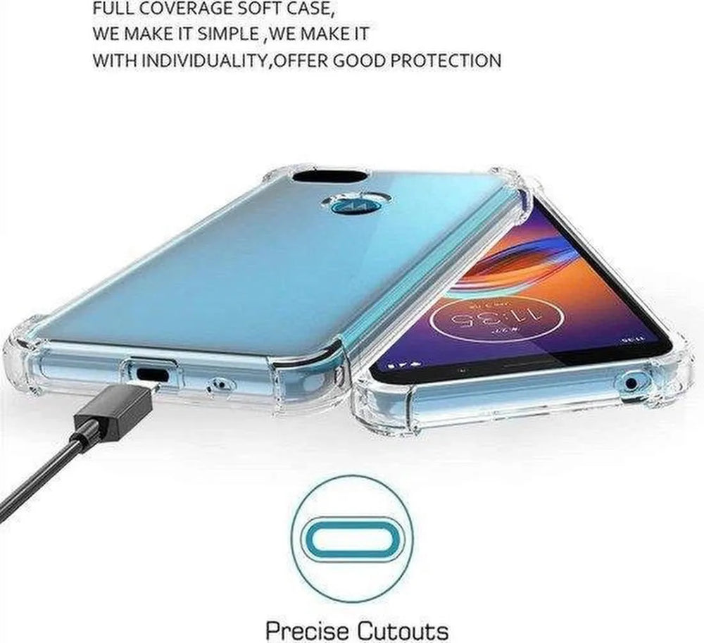 Motorola Moto E6 Play Hoesjes – Siliconen Backcover – Schokbestendig – Transparant + 3x Screenprotector-Ilumina Benelux