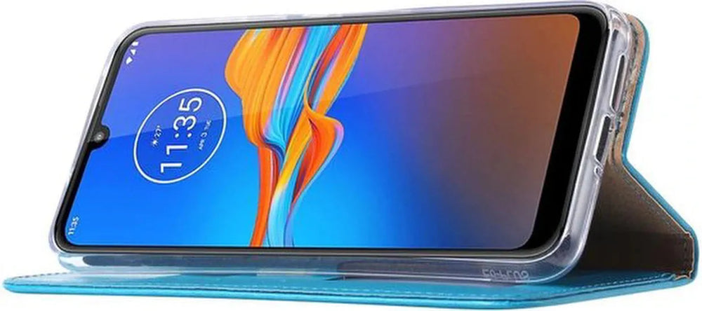 Motorola Moto E6S Hoesjes – Portemonnee Backcover – Pasjeshouder – 2x Screenprotector – Turquoise-Ilumina Benelux