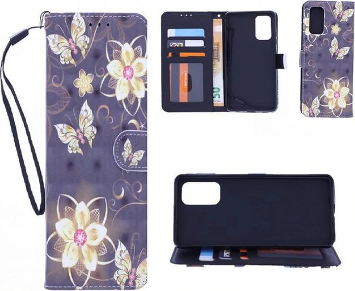 Motorola Moto G100 Hoesjes – Bookcase – 3D Print – Butterflies And Flowers – Multicolor-Ilumina Benelux