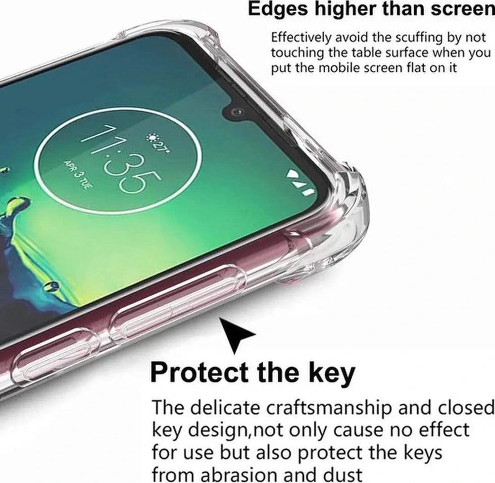Motorola Moto G8 Plus Hoesjes – Siliconen Backcover – Schokbestendig Anti-Shock – Transparant-Ilumina Benelux