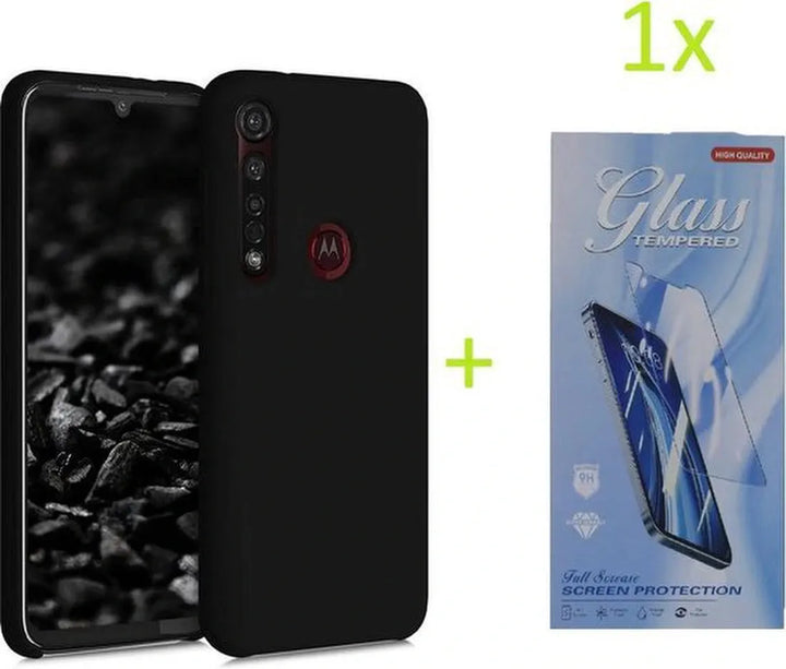 Motorola Moto G8 Plus Hoesjes – Siliconen TPU Backcover – Inclusief Screenprotector – Schokbestendig – Zwart-Ilumina Benelux