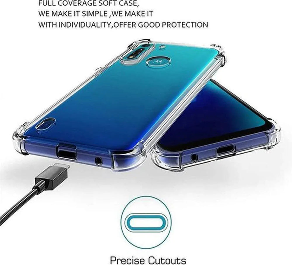Motorola Moto G8 Power Lite Hoesjes – Siliconen Backcover – Schokbestendig – Transparant + Screenprotector-Ilumina Benelux