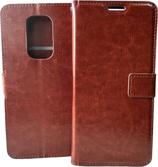 Motorola Moto G9 Play / E7 Plus Hoesjes – Portemonnee Bookcase – Pasjeshouder – 3x Screenprotector – Bruin-Ilumina Benelux