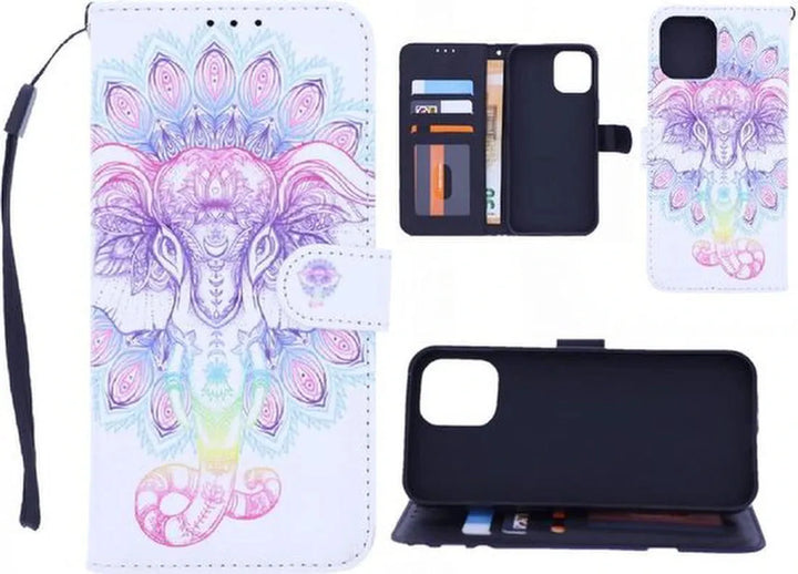 Motorola Moto G9 Power Hoesjes – Bookcase Portemonneehoes – 3D Olifant Print – Magneetsluiting – Multicolor-Ilumina Benelux