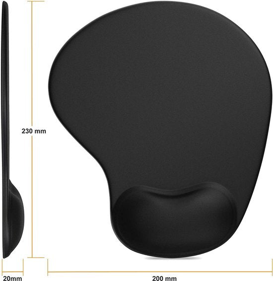 Muismat met polssteun – H-02 ergonomisch gelkussen – Afwasbaar – Voor muis en toetsenbord – Zwart-Muismat-Ilumina Benelux