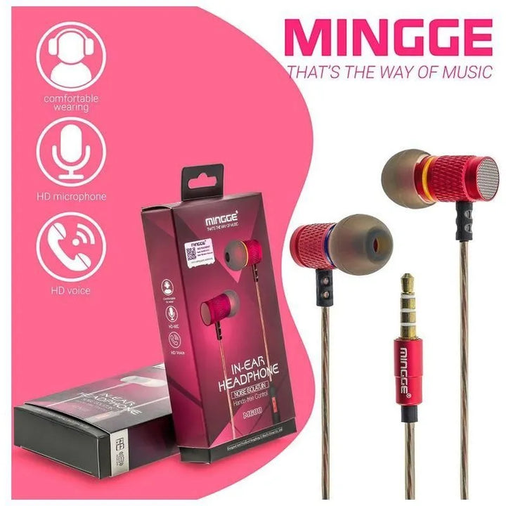 Mingge Mega Bass In-Ear Oordopjes met Microfoon – 3.5mm Stereo Headset – Roze-Ilumina Benelux