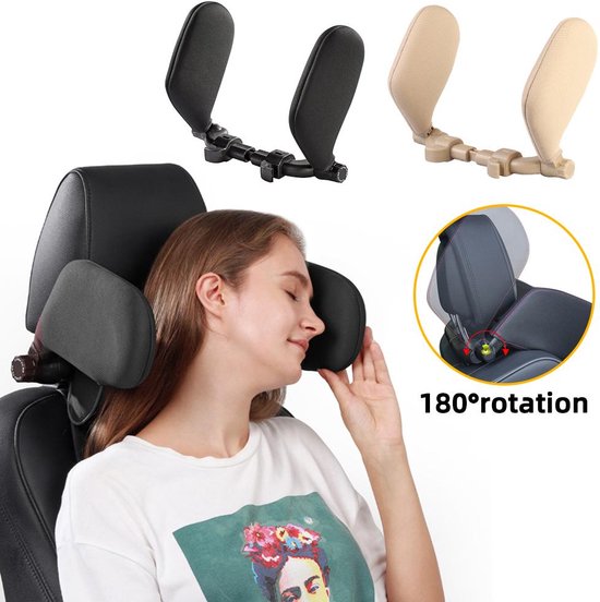 Nekkussen auto – Hoofdsteun kussen – Ergonomische neksteun – Voor reizen & slapen – Zwart-Nekkussen (reizen)-Ilumina Benelux