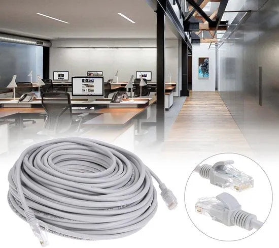 Netwerkkabel streamen – CAT6 10 meter – Gigabit RJ45 LAN – UTP naar UTP – Grijs-Internetkabels-Ilumina Benelux