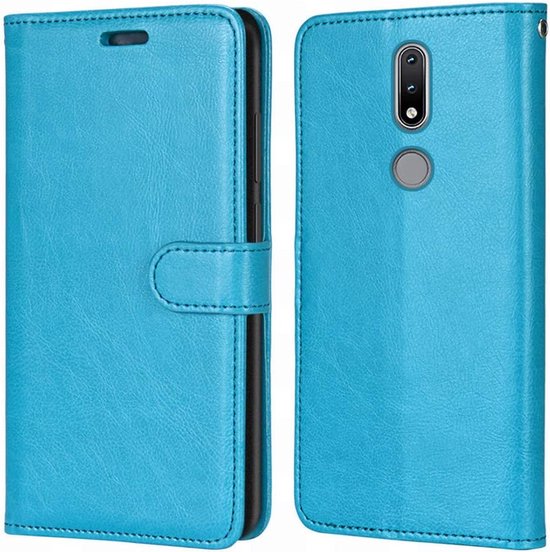 Nokia 2.4 Hoesjes – Bookcase Portemonnee Hoes – Pasjeshouder – Magneetsluiting – Turquoise-Ilumina Benelux