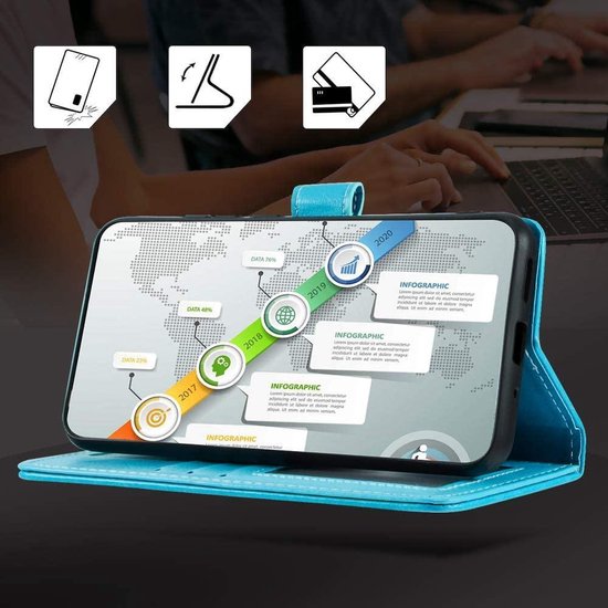 OnePlus Nord 2 5G Hoesjes – Bookcase Portemonnee – Pasjeshouder – Magneetsluiting – Turquoise-Ilumina Benelux