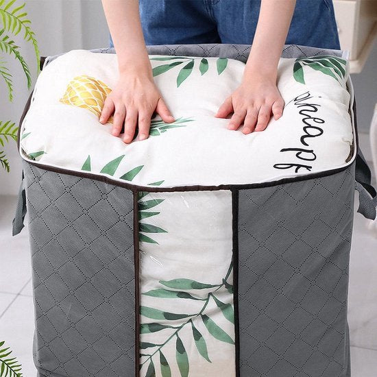 Opbergtas kleding organizer 4-pack – Dekbed opbergzak – Opvouwbaar – Met rits – Stofbestendig – 47x28x49 cm – Grijs-Opbergtas kleding-Ilumina Benelux