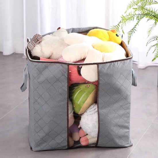 Opbergtas kleding organizer 4-pack – Dekbed opbergzak – Opvouwbaar – Met rits – Stofbestendig – 47x28x49 cm – Grijs-Opbergtas kleding-Ilumina Benelux