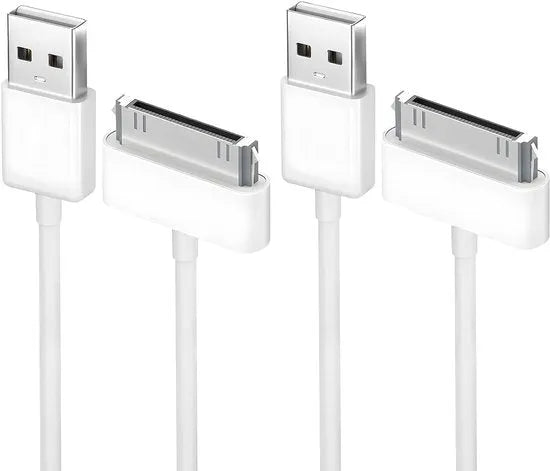 Oplaadkabel 30-Pin – USB-A naar 30-Pin – 3 Meter – 2-Pack – Geschikt voor iPhone 4/4S, iPad 1/2/3, iPod – Wit-USB-Kabels-Ilumina Benelux