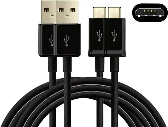 Oplaadkabel Micro USB – USB-A naar Micro USB – 2x 2 Meter – Geschikt voor Samsung Huawei HTC LG Sony Nokia – Zwart-USB-Kabels-Ilumina Benelux