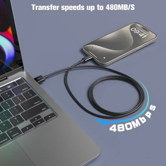 Oplaadkabel USB-A naar USB-C – 1 Meter – 3-Pack – Snelladen – Zwart-USB-Kabels-Ilumina Benelux