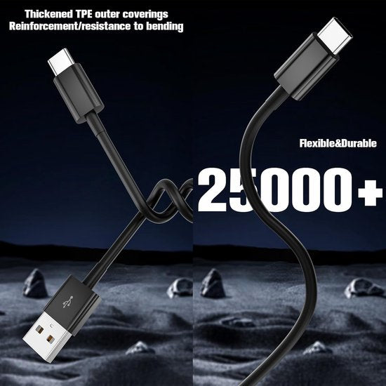 Oplaadkabel USB-A naar USB-C – 1 Meter – 5-Pack – Snelladen & Data – Geschikt voor Samsung Galaxy A02s/A72 – Zwart-USB-Kabels-Ilumina Benelux