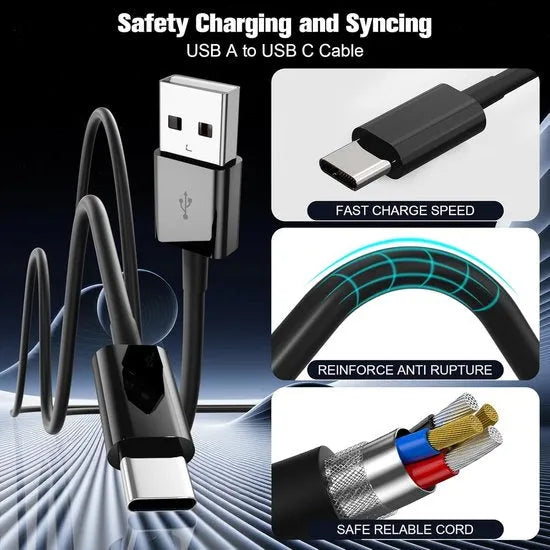 Oplaadkabel USB-A naar USB-C – 2 Meter – 5-pack – Geschikt voor Samsung Galaxy A-serie – Zwart-USB-Kabels-Ilumina Benelux