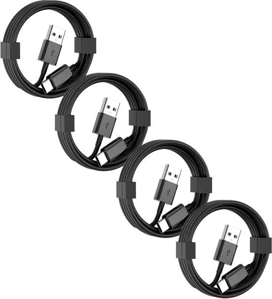 Oplaadkabel USB-A naar USB-C – 3 Meter – 4-Pack – Snelladen – Zwart-USB-Kabels-Ilumina Benelux